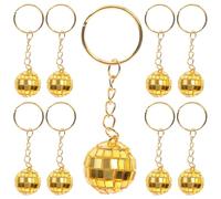 TOYANDONA 12 pièces Lot de Porte-clés Boules Disco Miroir Dorées Mini Boules à Facettes Rétro Élégantes pour Décoration de Voiture Mariage et Fêtes de Noël
