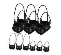 TOYANDONA 12 Pièces Marginage Miniature Accessoires de Jardin de fées marmite Miniature Petits chaudrons Bol de Chaudron cotillons d'halloween d'halloween Métal Noir