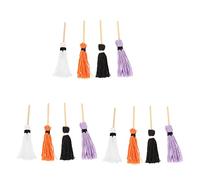 TOYANDONA 12 Pièces Mini Vadrouille Mini Balai Artisanal Accessoires De Costumes De Sorcières Miniature De Balai Mini Balai en Paille Nettoyage Déguisement Coton Faire Semblant