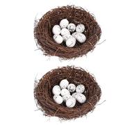 TOYANDONA 12 Pièces Nid Oiseau Artificiel Rotin avec Œufs Faux Décoration de Pâques DIY pour Maison Bureau et Fête Nid Simulation Naturelle