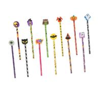 TOYANDONA 12 Pièces Pencils For Writing Halloween Theme With Break Resistant Lead For Students And Beginners Stable Wood Barrel Decorative Pencils Mixed Style