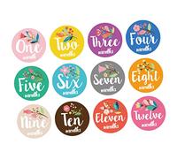 TOYANDONA 12pièces Lot De Autocollants Pour Photos Mensuelles De Garçon Fille Décor De Fleurs Élégant Capture Des Étapes Clés Première