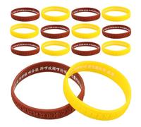TOYANDONA 16 Pièces Bracelets Silicone Texturés Sanskrit Élastiques pour Fêtes et Sports Bandes Flexibles Ajustables pour Adultes Accessoire et Jaune pour Anniversaire