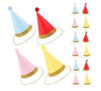 TOYANDONA 16 Pièces Mini Pet Birthday Hats Cone Party Caps for Small Dogs and Cats Felt and Paper Accessories for Holiday Celebrations