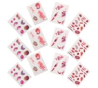 TOYANDONA 16feuilles Autocollants Cicatrices Réalistes Pour Maquillage Visage Tatouages Éphémères Pour Halloween Déguisements Et Cosplay Planches De Faux Tatouages