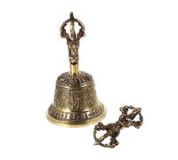TOYANDONA 1ensemble Cloche Bouddhiste Cuivre Doré Avec Poignée Ergonomique Pour Décoration De Temple Et Cérémonies Religieuses Artisanat Traditionnel Et Puissant Design Unique