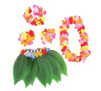 TOYANDONA 1ensemble Costume Hawaïen Avec Jupe Artificielles Brassière Ananas Bracelets Et -tête Accessoires De Fête Tropicale Pour Adultes Décoration Luau Beach