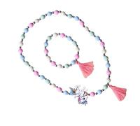 TOYANDONA 1Ensemble Set de Bijoux Garçon Fille Collier et Bracelet Bois Perles Licorne Colorées pour Filles Kit pour Fêtes