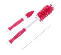 TOYANDONA 1pièce Brosse De Nettoyage Pour Biberon Silicone Rotative à Degrés Avec Support Accessoire Pratique Pour Entretien Des Bouteilles Rouge