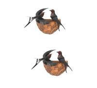 TOYANDONA 2 Ensembles Décoration Murale Hirondelle Ornement de Nichoir Artificiel pour Maison de Campagne et Jardin
