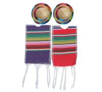 TOYANDONA 2 Ensembles Ensemble de Décoration Festive pour Bouteilles de Vin 2 Mini Chapeaux en Tissu et 2 Foulards Rayés Rouge et Violet, pour Anniversaire et Célébrations