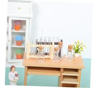 TOYANDONA 2 Ensembles Miniature Test Tubes and Rack Set for Dollhouse Science Lab Glass and Wood Materials Natural Educational Miniature Accessories for DIY Tiny Home Decor