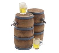 TOYANDONA 2 Ensembles Miniature Wooden Beer Barrel Figurines with Faucet and Wine Glasses for Dollhouse Pub Bar Decoration Vintage Rustic Charm and Realistic Design