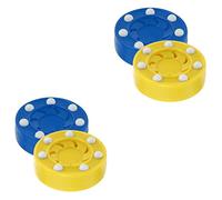 TOYANDONA 2 Ensembles Palets De Hockey Plastique pour Entraînement Accessoires De Glisse pour Garçon Fille Et Adultes pour Pratique Surfaces Lisses Jaune Bleu 2 Pièces * 2