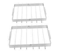 TOYANDONA 2 Ensembles Support Barbecue INOX Pliable avec Brochettes Métalliques Résistant Haute Température Portable pour Camping et Pique- Plein Air