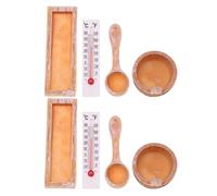 TOYANDONA 2 Kits de Seaux Miniatures pour Sauna en Résine Stable Accessoires D’Été pour Maison de Poupée Thermomètre Miniature Intégré Ensemble de 4 Pièces