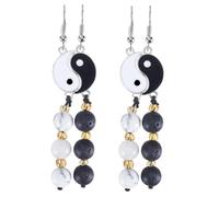 TOYANDONA 2 paires Boucles Oreilles Pendantes Tai Chi Symbole Bague Alliage Huile Noire et Blanche Décorations Originales pour Femmes
