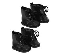 TOYANDONA 2 Paires Chaussures Poupées Fille Cuir PU Noires Accessoires Mode pour Maison de Poupée Confortables et Faciles à Porter