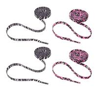 TOYANDONA 2 paires Lacets Plats Larges Polyester pour Chaussures Décontractées Motifs Rayés et Léopard Résistants et Confortables pour Baskets et Sport Accessoires Tendances pour Adultes