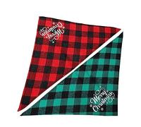 TOYANDONA 2 pièces Bandanas Chien de Noël Doux Foulards Triangulaires à Carreaux et Verts Accessoires Festifs pour Animaux Confortables et Durables Protection la Saleté