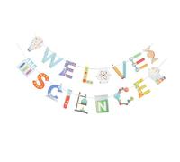 TOYANDONA 2 Pièces Bannière de Fête Scientifique Colorée Décoration et Suspendue pour Anniversaire à Thème Science Usage Intérieur et Extérieur Ambiance Festive pour Garçon Fille et Adultes