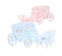 TOYANDONA 2 Pièces Boîte Chariot à Bonbons Créative Transparent Bleu et Rose Contenant Dragées pour Mariage Anniversaire Communion Rangement Portable et Facile à Assembler