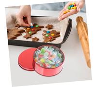 TOYANDONA 2 pièces Boîte Métallique Ronde Rouge avec Couvercle Boîte de Rangement pour Biscuits Bonbons et Épices Compacte et Décorative pour Fêtes et Cadeaux