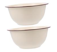 TOYANDONA 2 pièces Bol Émaillé Rétro Bol de Cuisine Profond Multifonction pour Mélanger Laver Fruits et Légumes Vaisselle Polyvalente sans Couvercle Blanc Cassé