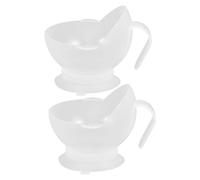 TOYANDONA 2 pièces Bol Silicone Anti-déversement pour Seniors Bol Adaptatif Léger avec Ventouse de Fixation et Préhension Facile Assistance pour Personnes Âgées et Handicapées Blanc