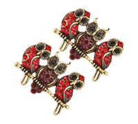 TOYANDONA 2 pièces Broche Chouette Alliage Rouge Petite Broche Décorative Émail Animale Accessoire Mode pour Veste Femme Épingle Costume Élégante et Résistante