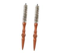 TOYANDONA 2 Pièces Brosse Ronde de Coiffure Mini à Spirale, Manche Bois, Poils de