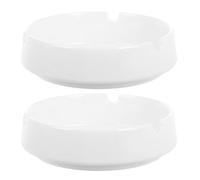 TOYANDONA 2 Pièces Cendrier Plastique Blanc Anti-Casse Porte-Cendres Rond Élégant pour Bureau Maison Café et Extérieur Grande Capacité pour Usage Pratique