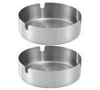 TOYANDONA 2 pièces Cendriers Acier Inoxydable Cendrier Métallique Robuste avec Encoches Design Compact et Léger pour Intérieur Maison Bureau Résistant et Facile à Nettoyer