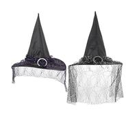 TOYANDONA 2 Pièces Chapeau de Halloween Tulle pour Adultes et Garçon Fille Costume de Magicien avec Détails Noirs et Violets Accessoire de Fête Thématique