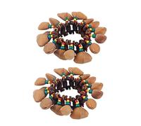 TOYANDONA 2 Pièces Clochette Africaine En Coquille De Noix Djembe Jembe Sonnette à Main Africain Clochettes Tribales Poignet De Danse Bracelet Cloche De Poignet Bois Manuel