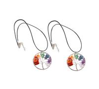 TOYANDONA 2 pièces Collier Arbre de Vie Pierres Naturelles Colorées Pendentif Chakras pour Femmes et Filles Bijoux Symboliques de Vie et Sagesse