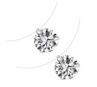 TOYANDONA 2 pièces Collier Fil Invisible pour Femmes et Filles Pendentif Zircon Élégant Chaîne Poisson Transparente Légère et Confortable pour Fête et Usage Quotidien