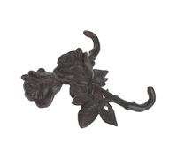 TOYANDONA 2 Pièces Crochets Muraux en Fer Forgé Forme Fleur de Rose Vintage, Ensemble de Crochets Décoratifs Noirs en Fonte Finition Anti-décoloration pour Suspendre Manteaux et Paquet à