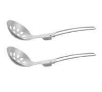 TOYANDONA 2 Pièces Cuillère Perforée Pliable Acier Inoxydable Égouttoir Léger et Compact Ustensile pour Camping Cuisine Extérieure et Voyage