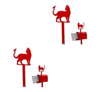 TOYANDONA 2 Pièces Décoration de Boîte Aux Lettres Piquet Décoratif Forme de Chat pour Boîte Aux Lettres Signe de Rouge pour Décorer Votre Cour et Résister Intempéries