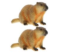 TOYANDONA 2 pièces Figurines de Marmottes Réalistes Décorations Polyvalentes pour Maison École et Bureau Jouets Éducatifs pour Garçon Fille Modèles Animaux Artificiels pour Pelouse et