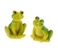 TOYANDONA 2 pièces Figurines Miniatures Décor Jardin Extérieur Micro Grenouille Assise et Sautante Réaliste Petite Statue Résine