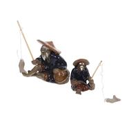 TOYANDONA 2 Pièces Figurines Miniatures Pêcheur Céramique Décoration Aquarium et Jardin Zen Ornements Bonsaï pour Paysage Aquatique et Micro Jardin