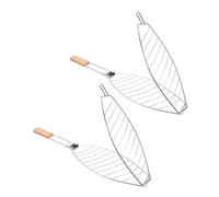 TOYANDONA 2 Pièces Fish Grill Basket Acier Inoxydable avec Poignée Anti-brûlure Pliable et Portable Panier Multifonction pour Barbecue Intérieur et Extérieur pour Poissons Hamburgers et