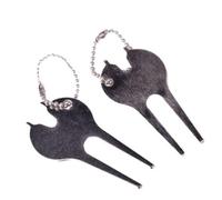 TOYANDONA 2 Pièces Fourche à Divot de Golf Noire en Alliage Chaîne | Outil Léger pour Réparer le Gazon, Marqueur de Balle Inclus, Format Compact, Accessoire pour Clés ou Paquet