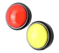 TOYANDONA 2 pièces Jeu de Buzzer Lumineux Sonore avec Interrupteur Deux Bouton pour Animation et Apprentissage des Garçon Fille Outil Ludique sans Batterie Rouge et Jaune Couleur Aléatoire