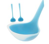 TOYANDONA 2 pièces Louche à Soupe Réutilisable Silicone Transparent Bleu Manche Long Ergonomique Multi-fonction pour Cuisine Quotidienne Ustensiles Légers et Faciles à Nettoyer