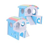 TOYANDONA 2 pièces Maison Double Couche pour Rongeurs avec Échelle Cachette Durable pour Hamster et Cochons Dinde Villa Spacieuse pour Petits Animaux Lot