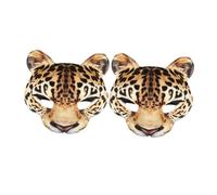 TOYANDONA 2 Pièces Masque Léopard Jaune Halloween Demi-visage Cosplay Costume Party Décoration Animal Unique pour Fête Carnaval