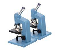 TOYANDONA 2 pièces Microscope Miniature Portable Outil Scientifique DIY pour Maison de Poupées pour Miniatures et Exploration Éducative Couleur Bleue Attrayante Pratique et